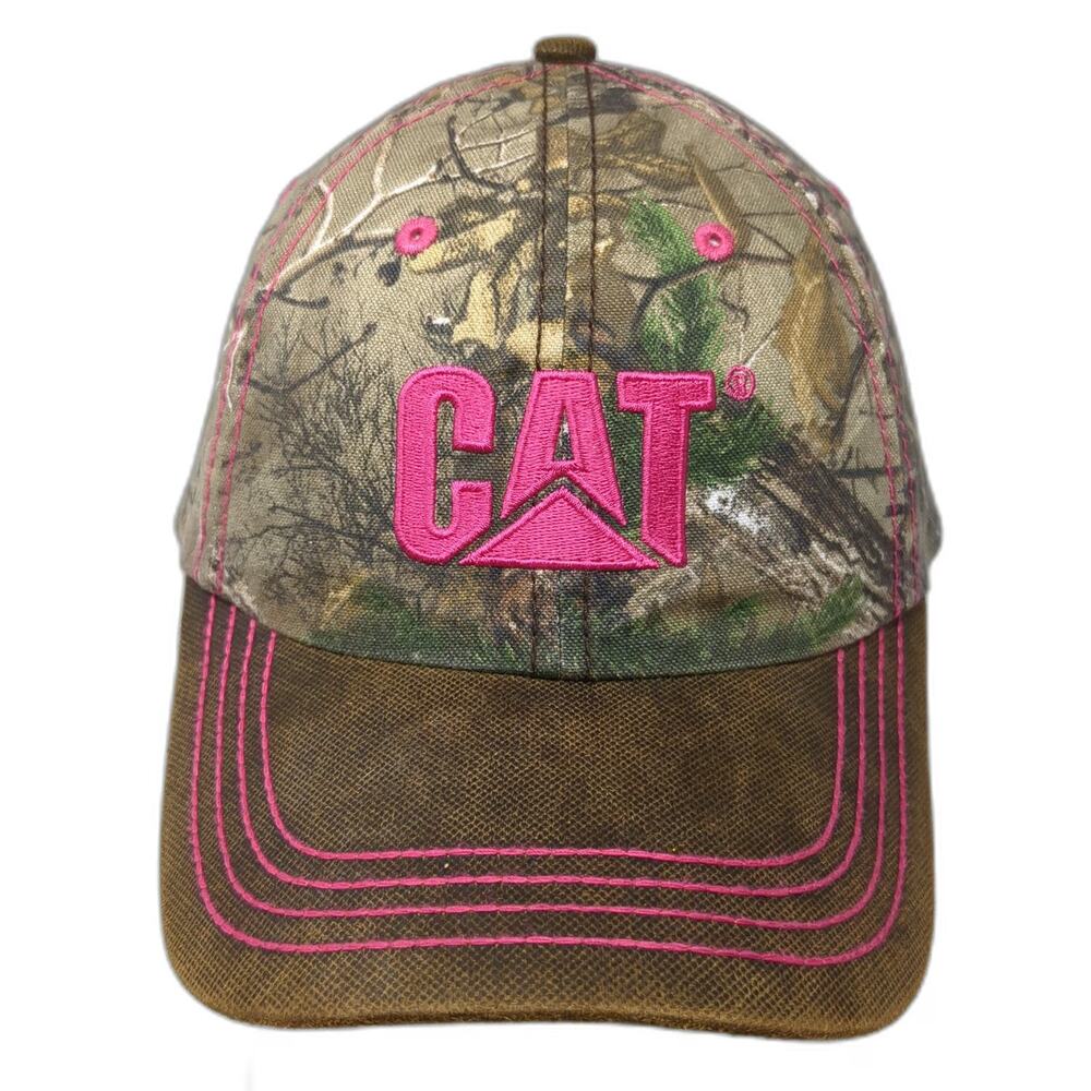 CAT Baseball Cap Brown Pink One Size Camo Contrast Stitch Strapback Hunting Hat